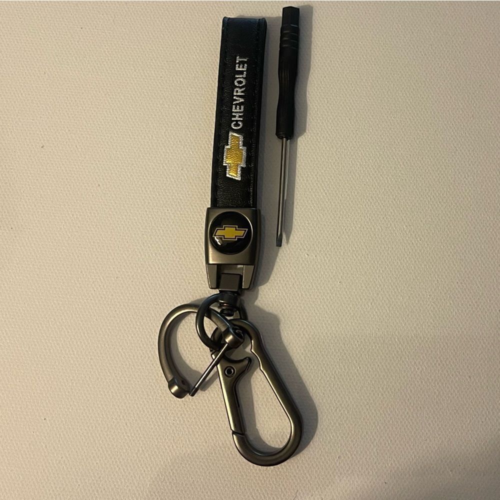 Chevrolet Key Fob Keychain in Black Leather NWT